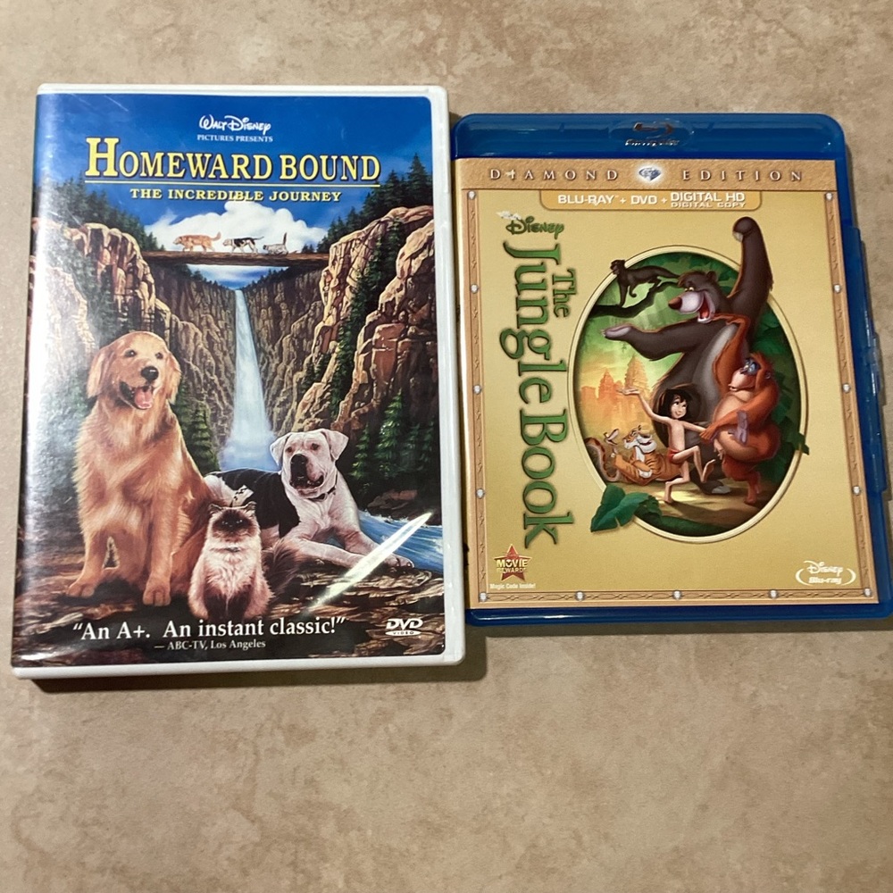The Jungle Book DVD BluRay AND Homeward Bound The Incredible Journey DVD